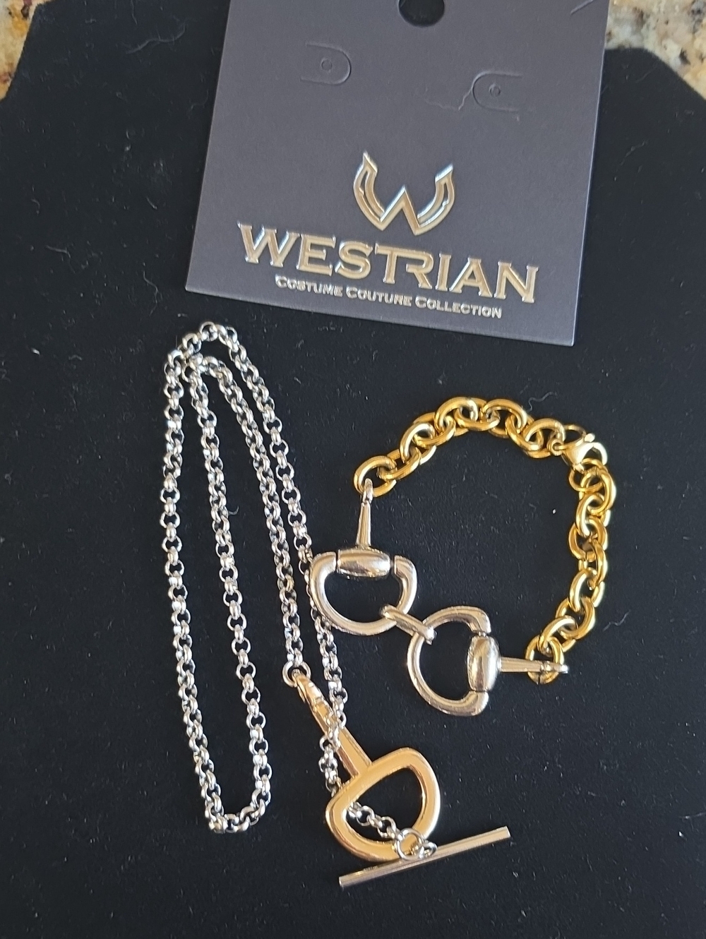 Gold and Silver Western Equestrian Non tarnishing Necklace & Bracelet Set